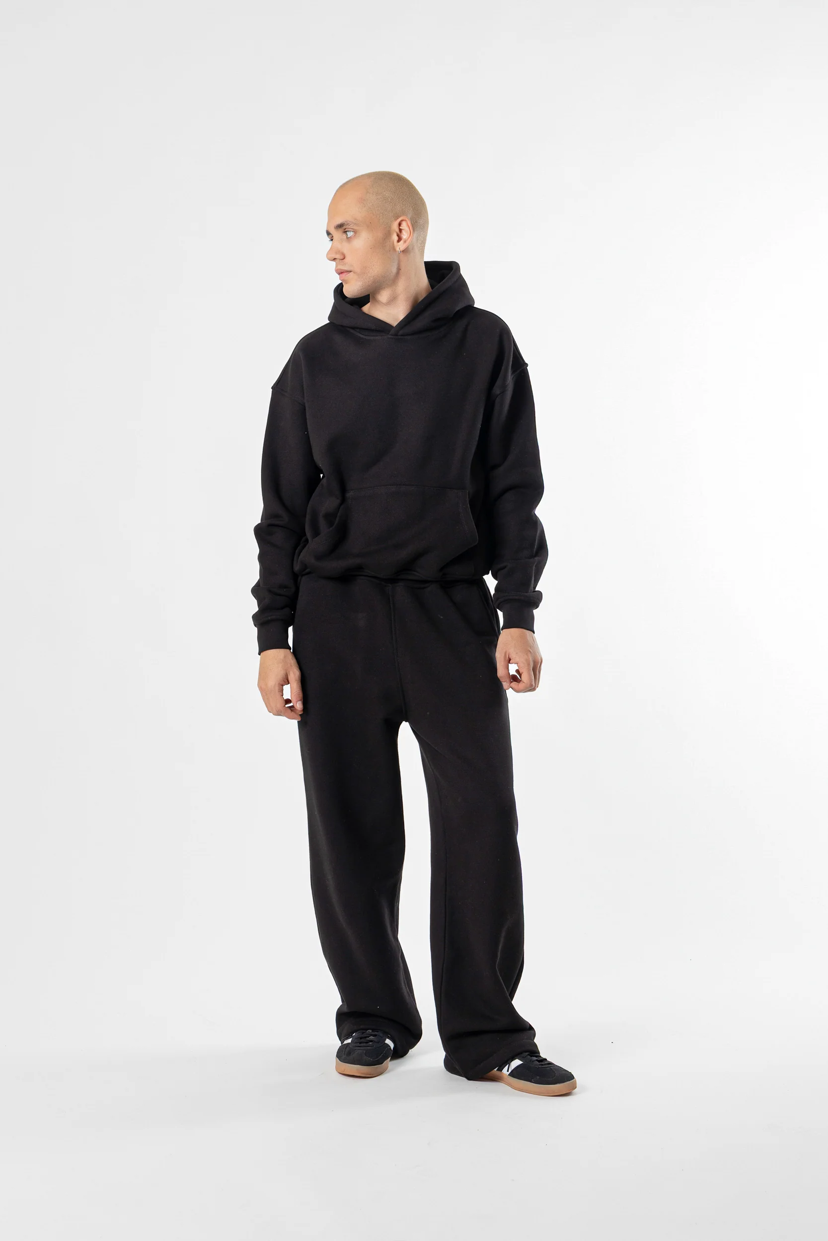 Hoodie Cropped Blanks 500GSM Black - Image 3