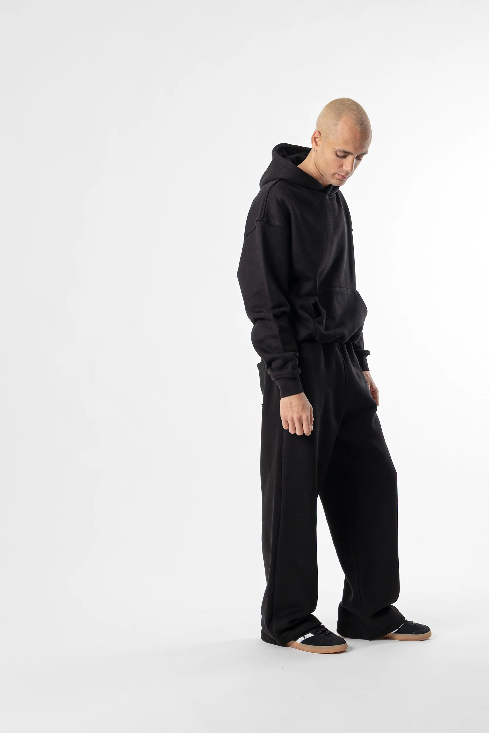 Hoodie Cropped Blanks 500GSM Black - Image 4