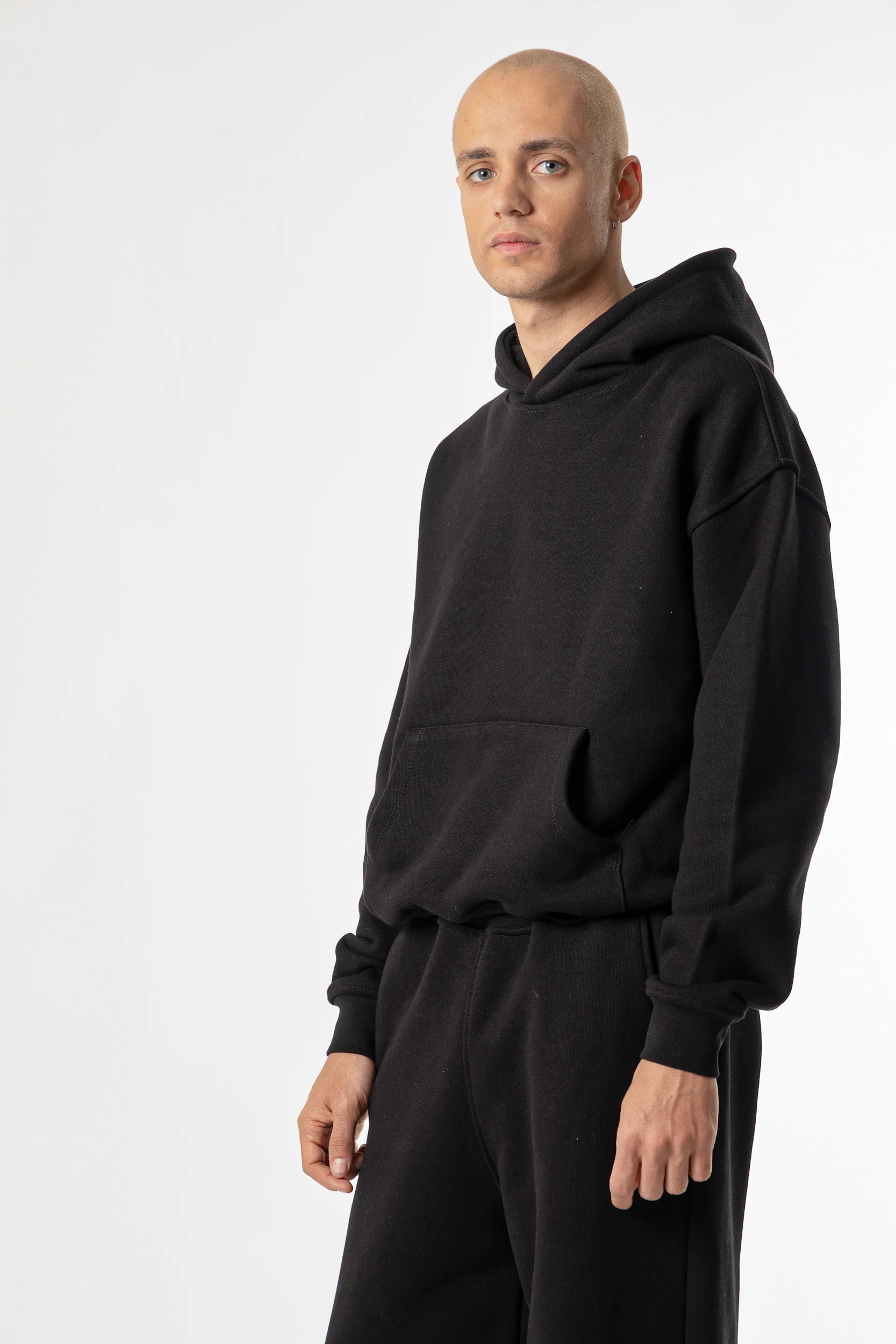 Hoodie Cropped Blanks 500GSM Black - Image 5