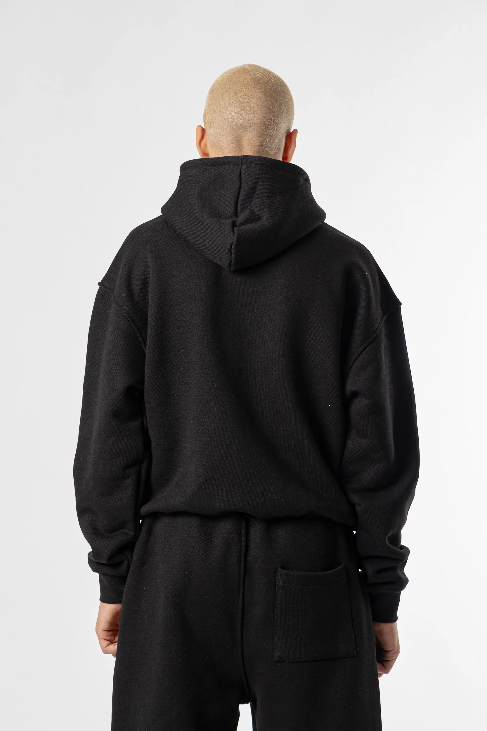 Hoodie Cropped Blanks 500GSM Black - Image 6