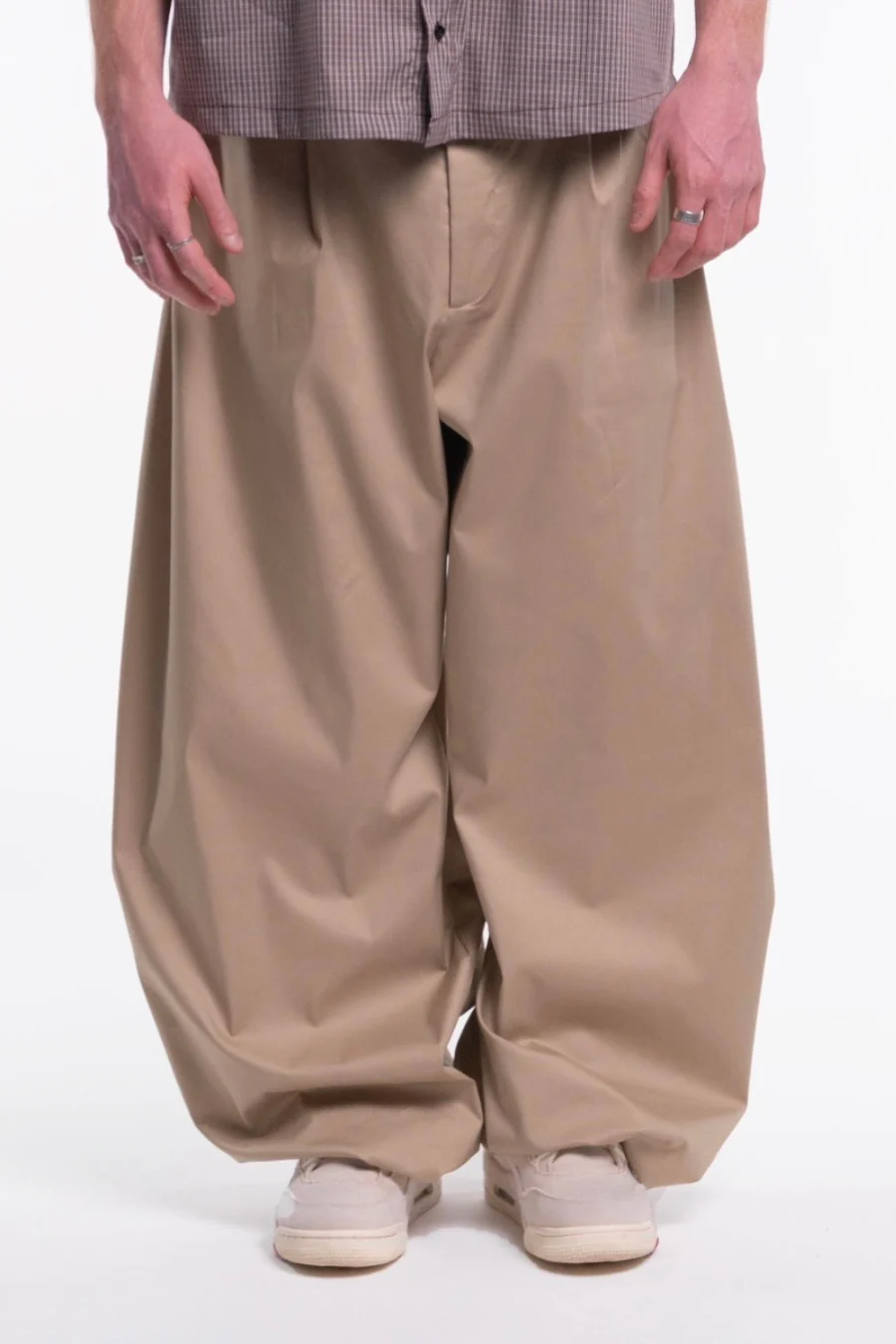 Wide pleat pants Sand - Image 3