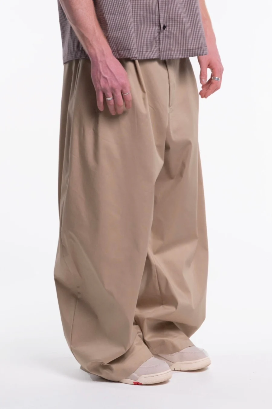 Wide pleat pants Sand - Image 5