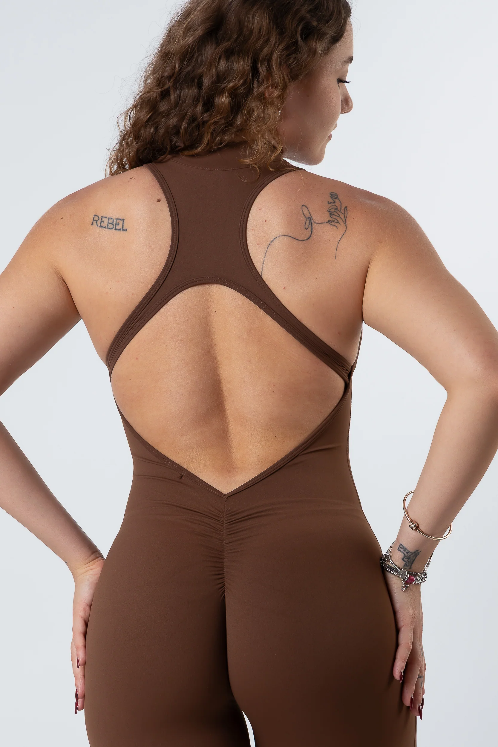 Jumpsuit Zipped Seamless Brown - Image 10
