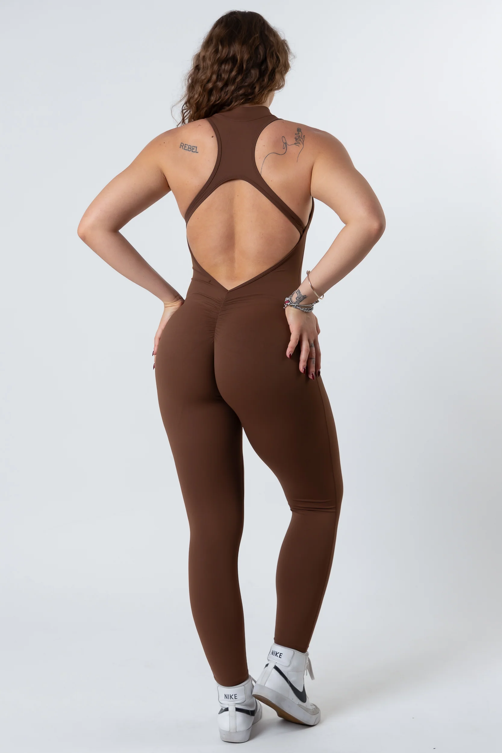 Jumpsuit Zipped Seamless Brown - Image 8