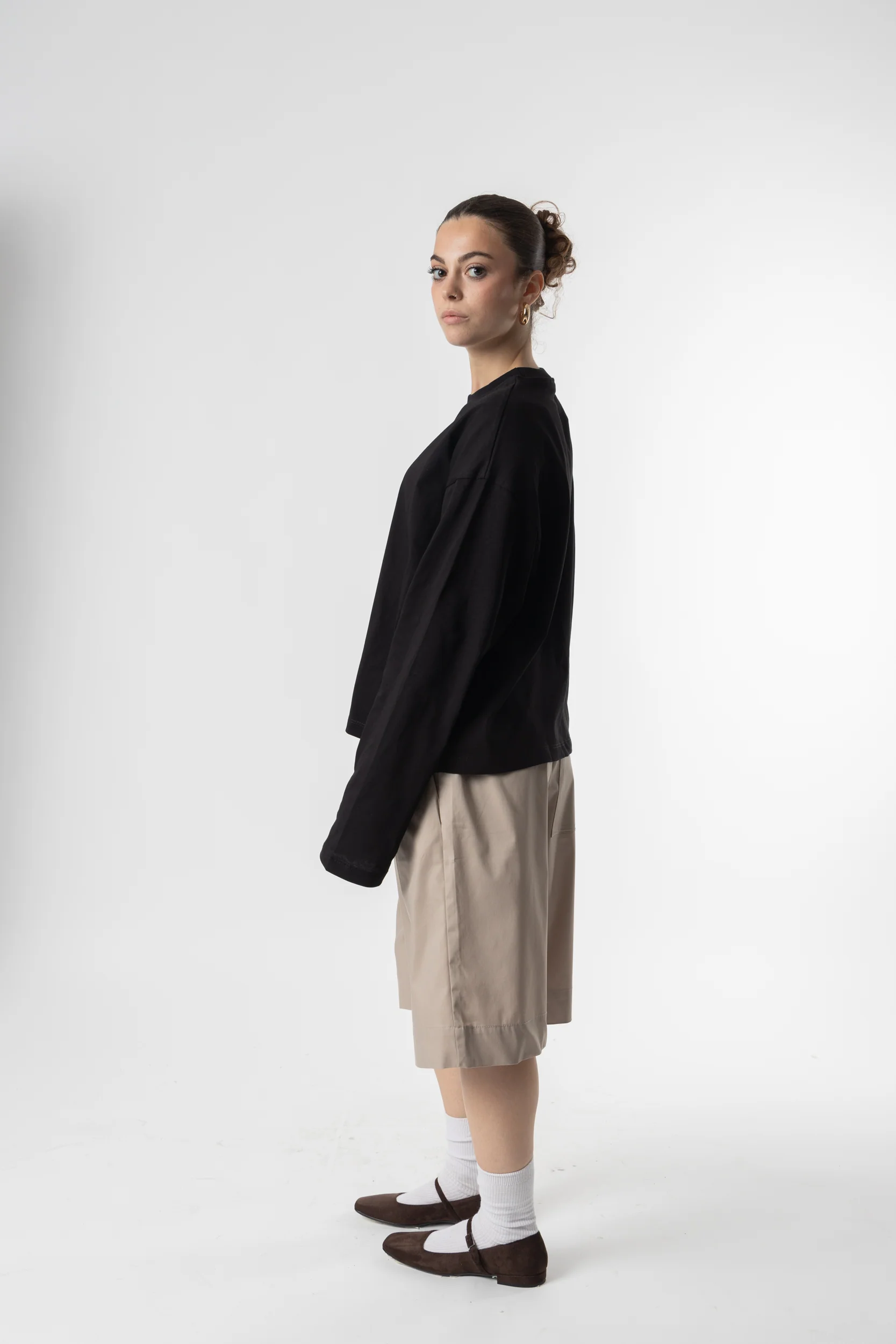 Longsleeve Cropped Blanks 220GSM Black - Image 10