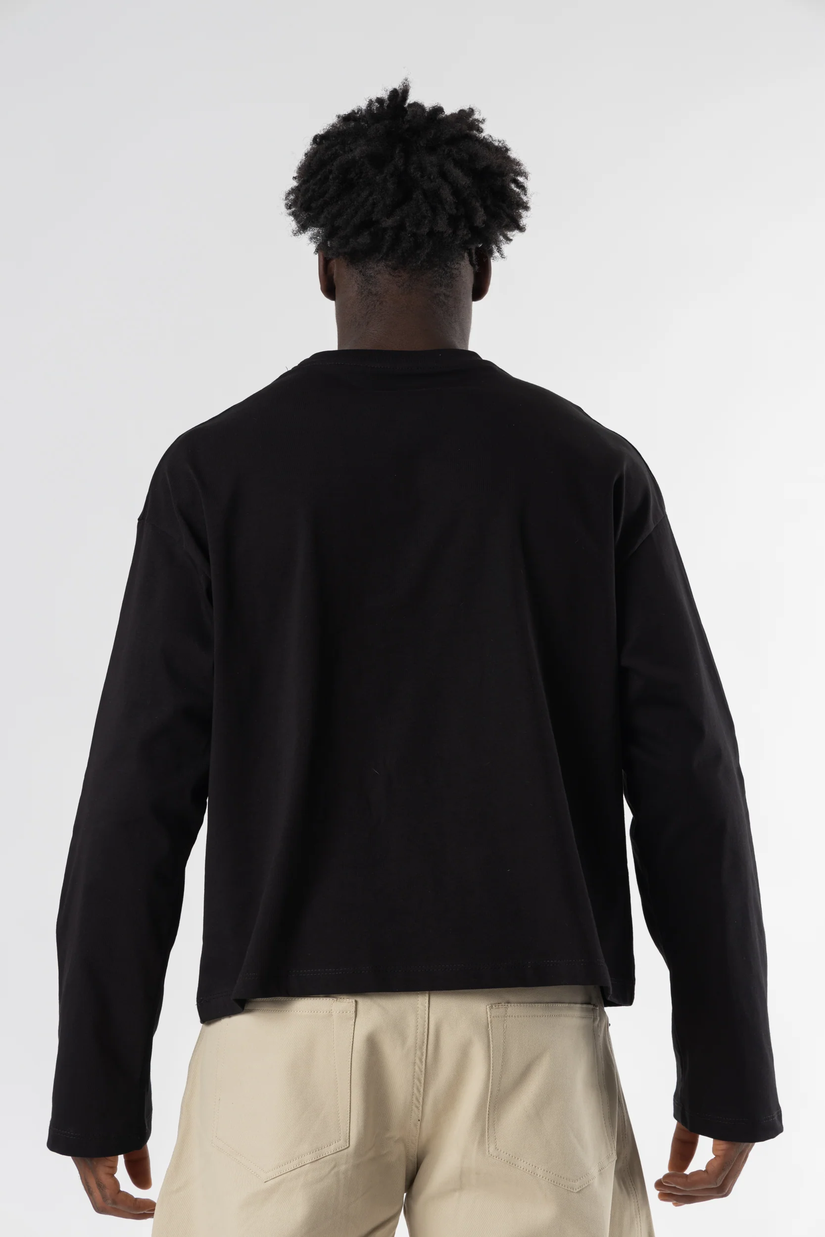 Longsleeve Cropped Blanks 220GSM Black - Image 4