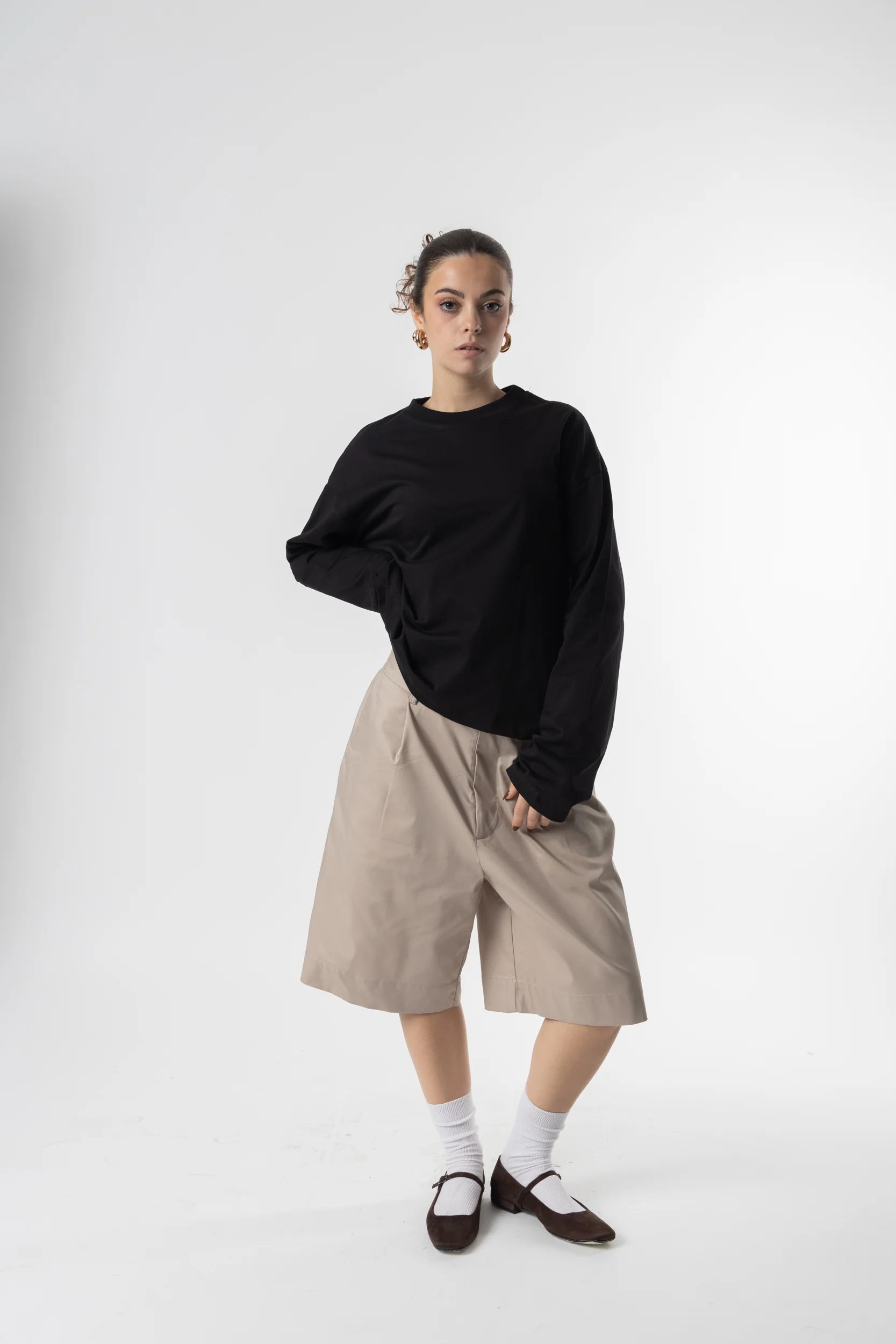Longsleeve Cropped Blanks 220GSM Black - Image 8
