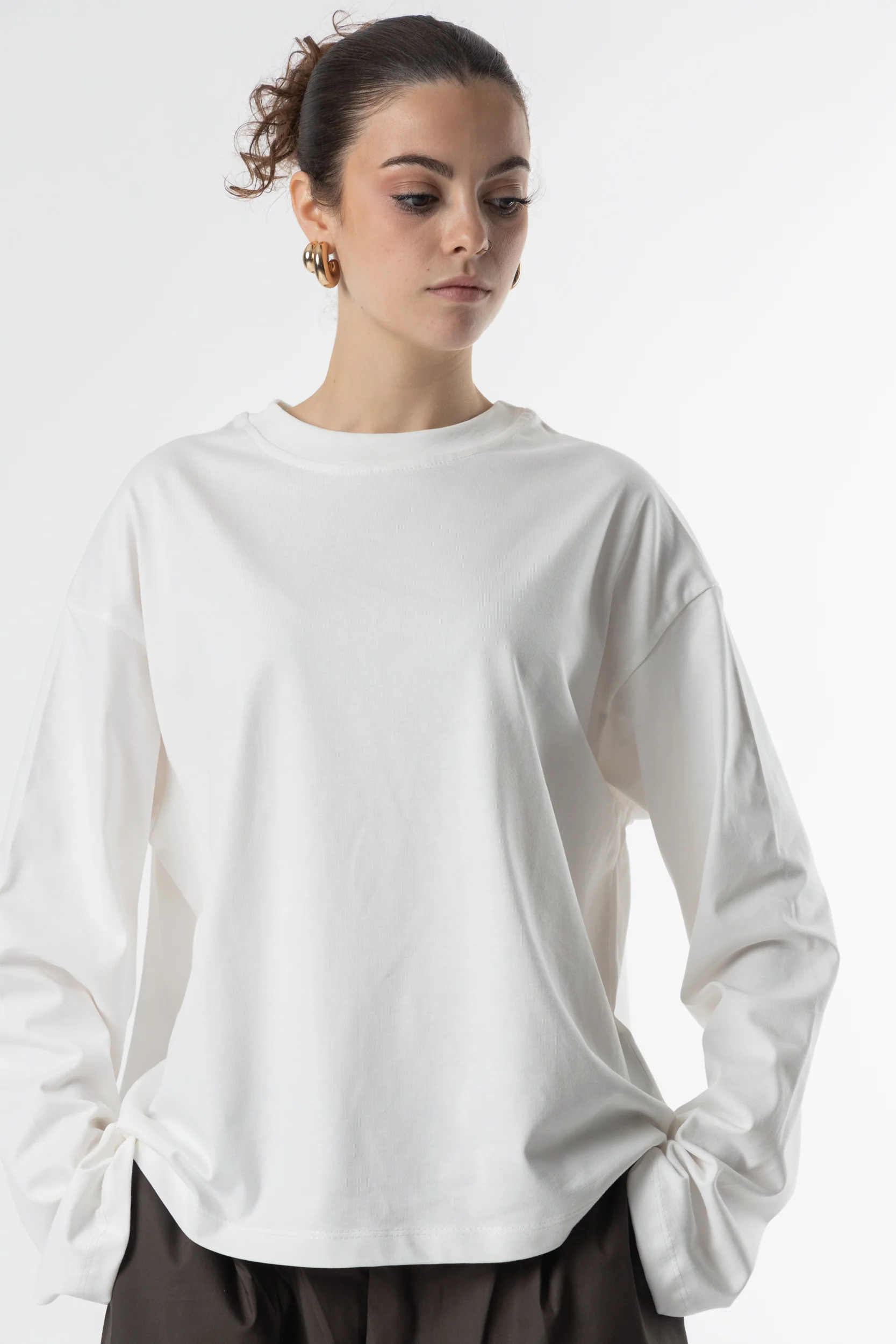 Longsleeve Cropped Blanks 220GSM Off White - Image 12