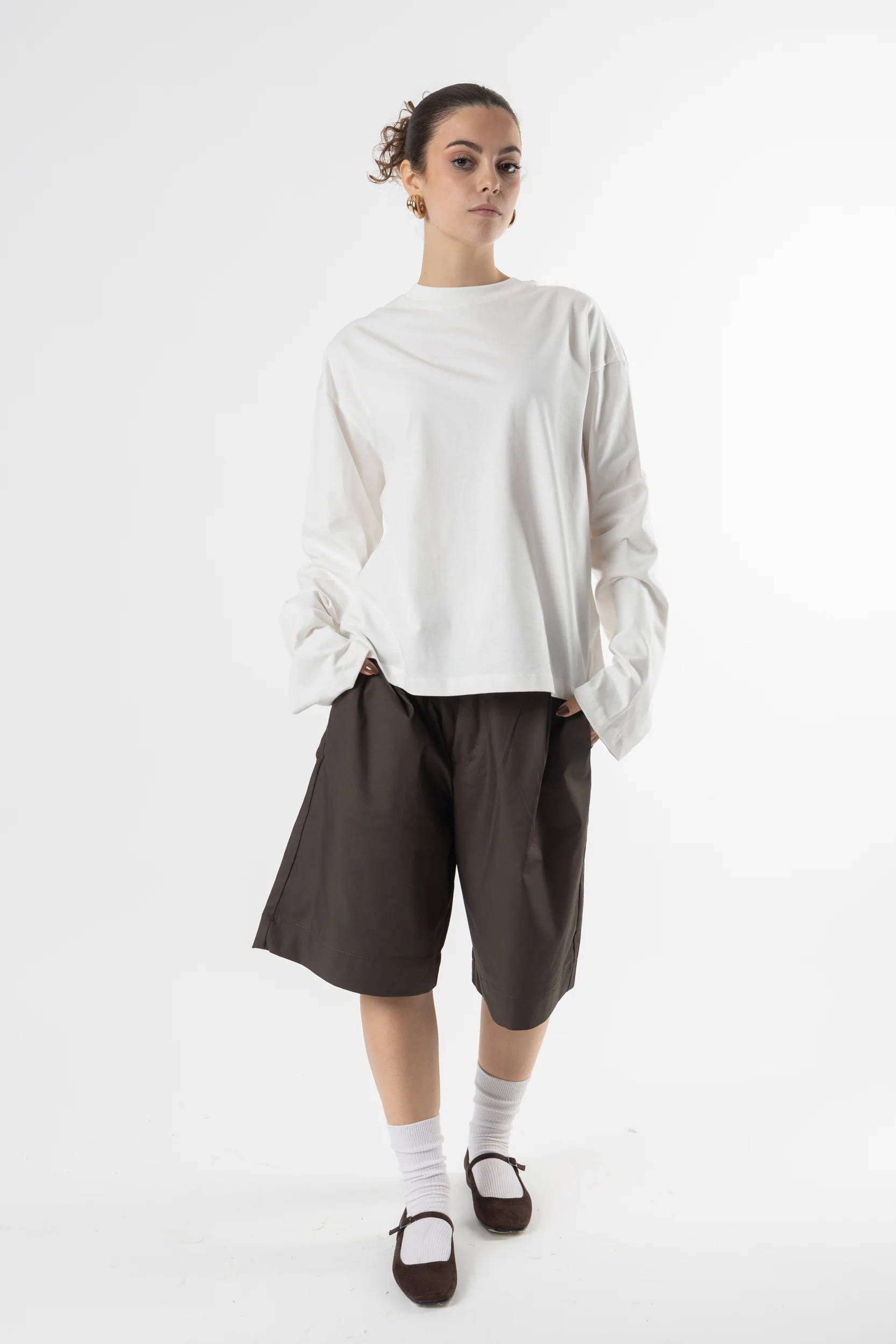 Longsleeve Cropped Blanks 220GSM Off White - Image 8