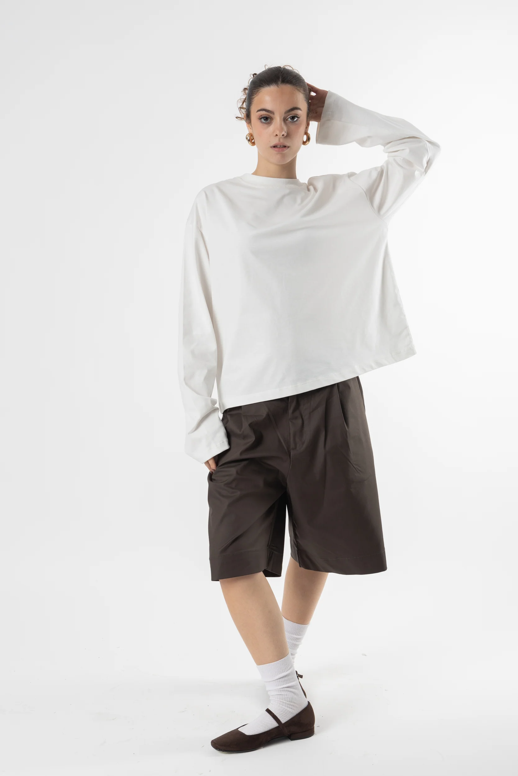 Longsleeve Cropped Blanks 220GSM Off White - Image 9