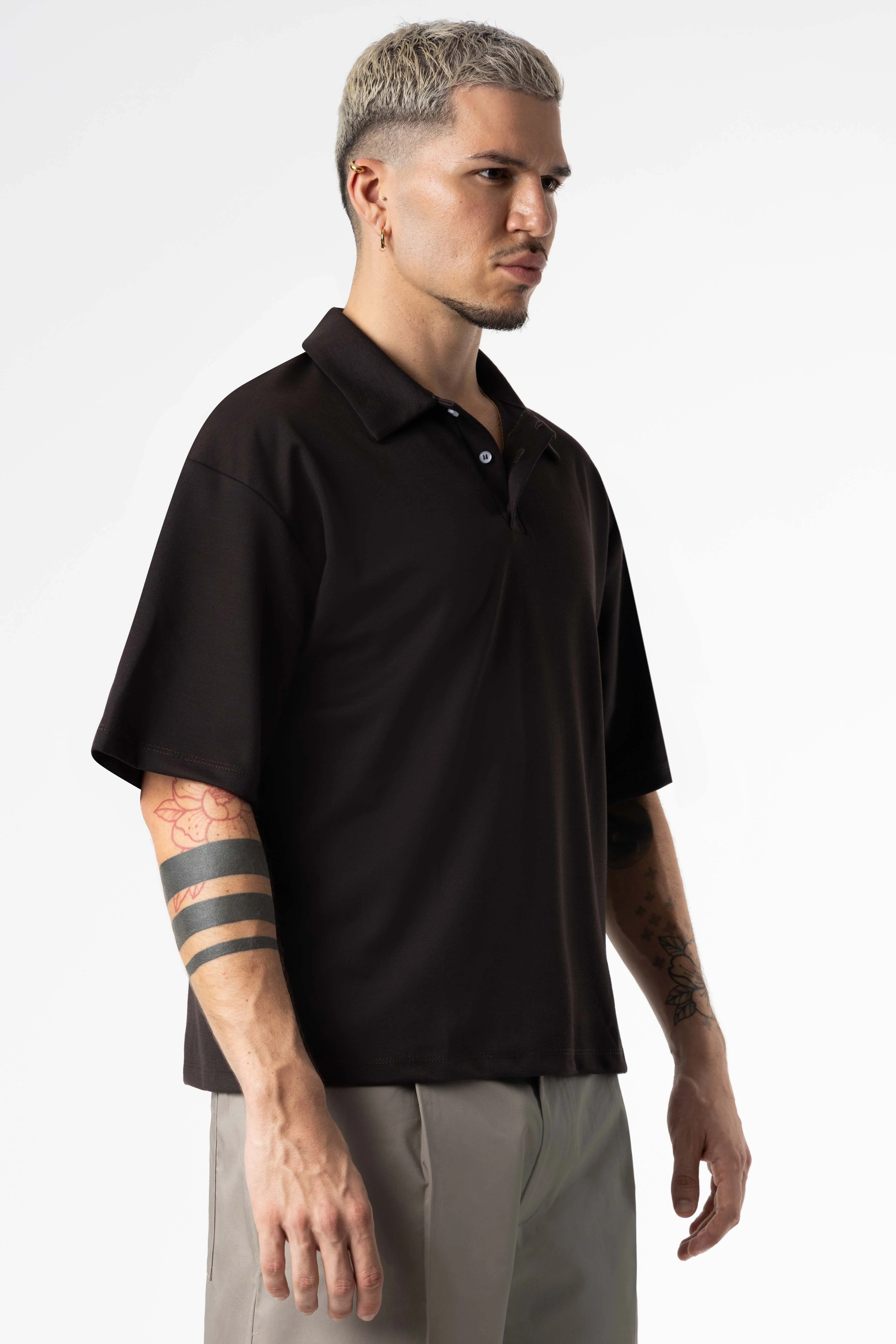 Polo Boxy Fit 270Gsm Chocolate - Image 8