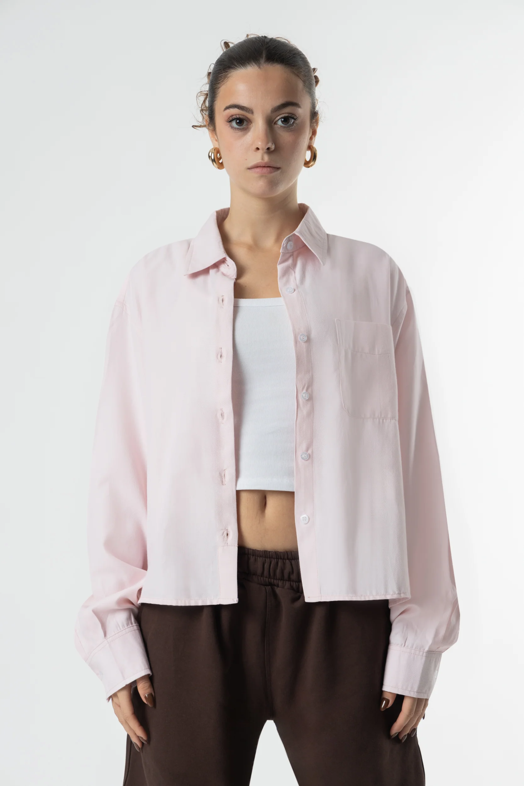 Shirt oxford Cropped Baby Pink - Image 11