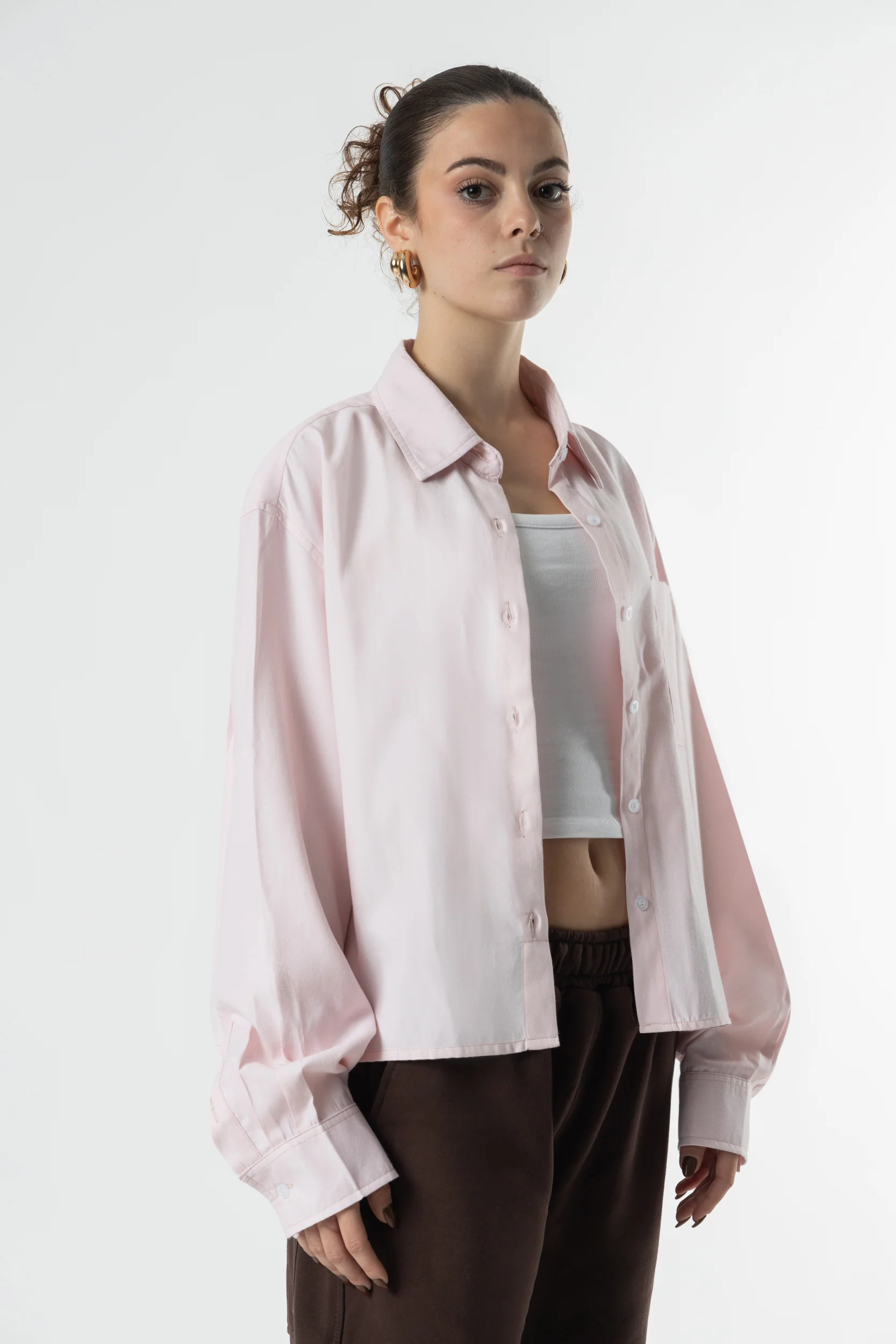 Shirt oxford Cropped Baby Pink - Image 12