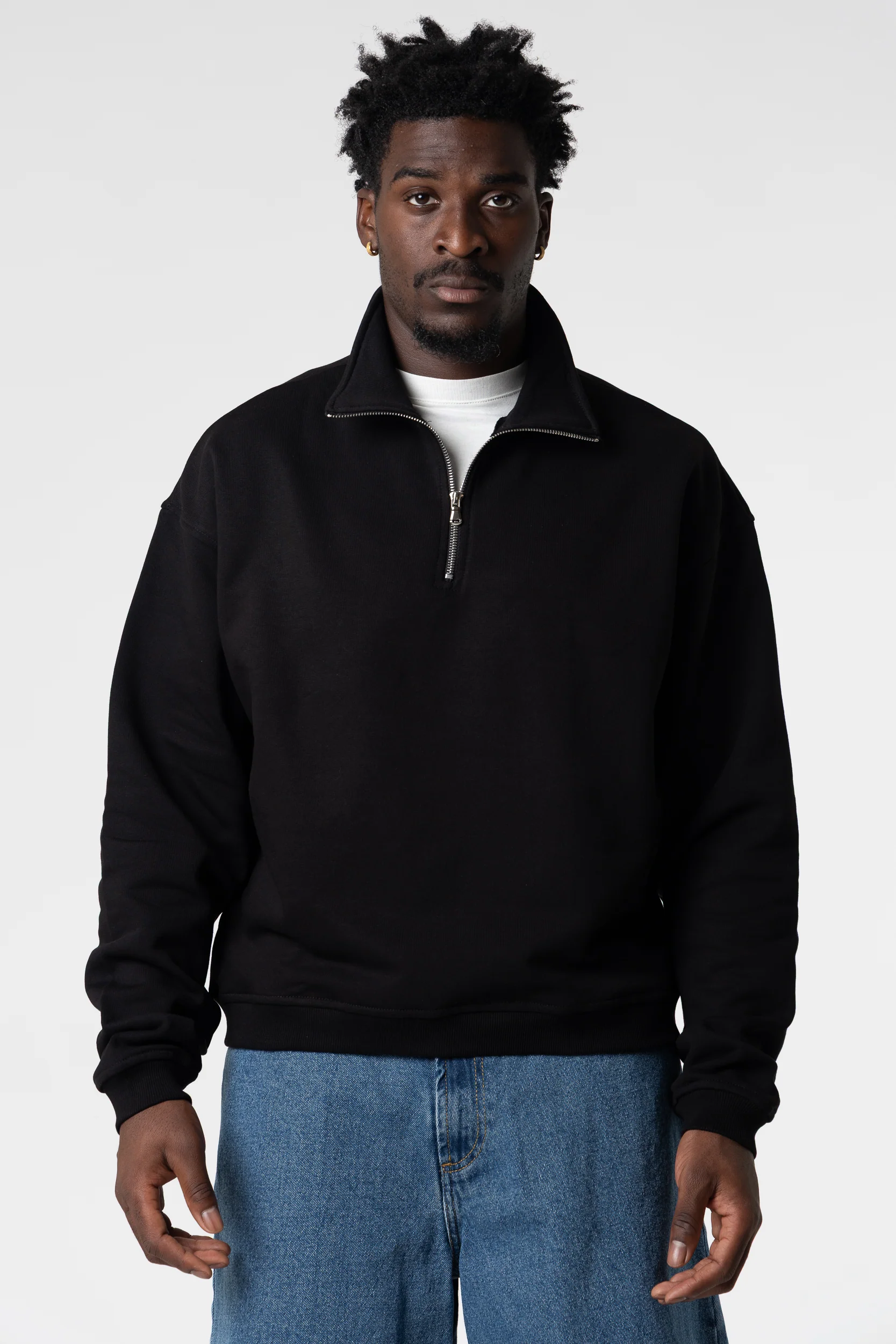 Sweatshirt Half Zip Blanks 330GSM Black - Image 5