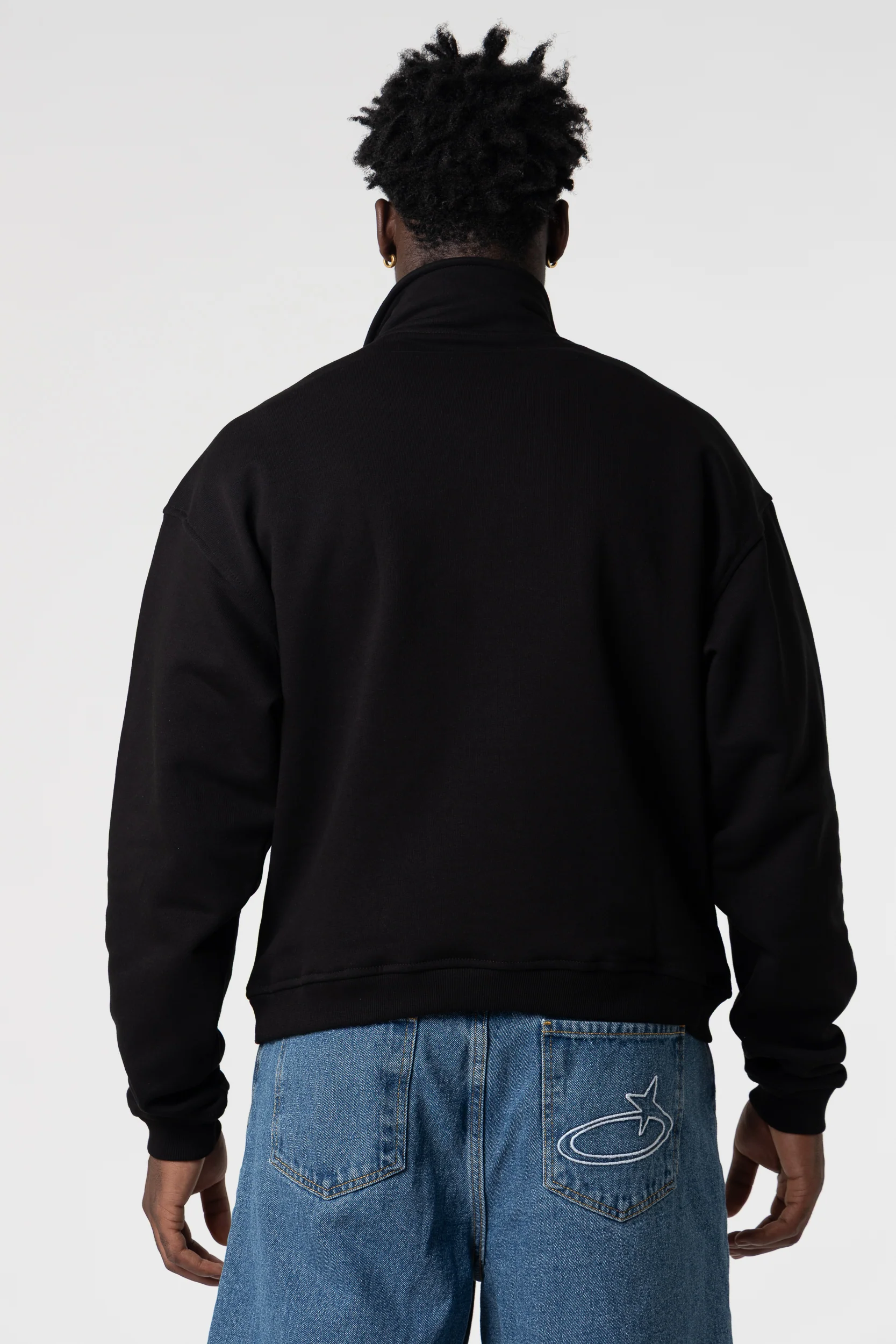 Sweatshirt Half Zip Blanks 330GSM Black - Image 4