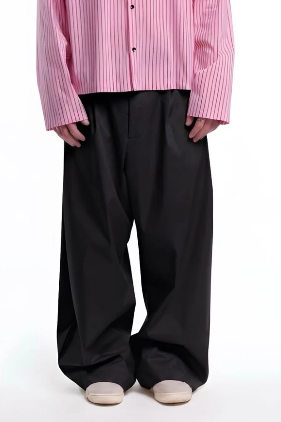 Wide pleat pants Black - Image 3