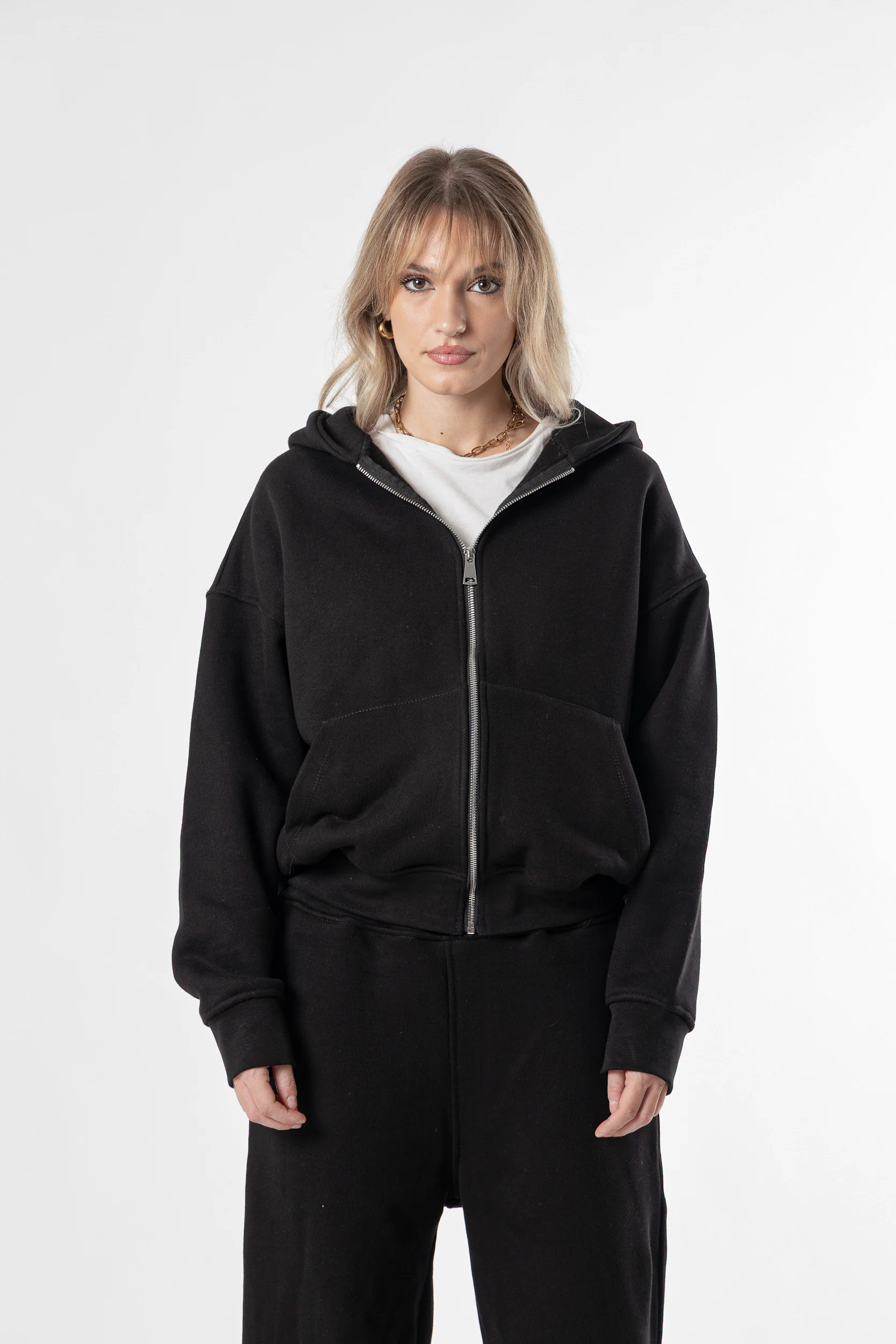 Zip Hoodie Heavy Blanks 500GSM Dark chocolate - Image 6